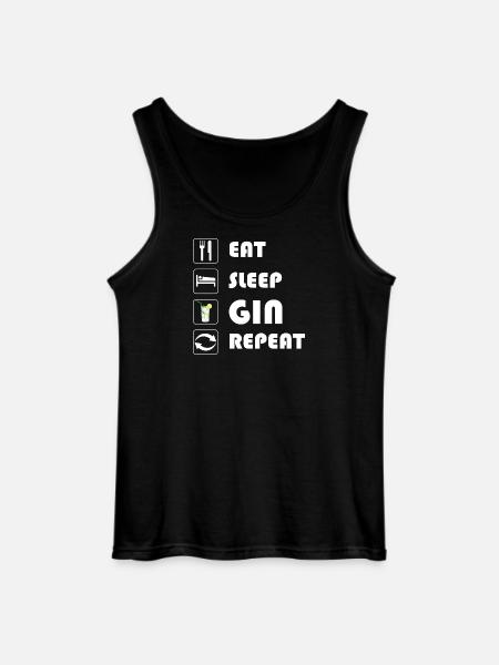 Gin Statement EAT SLEEP GIN REPEAT - Gildan Männer Tank Top - Schwarz