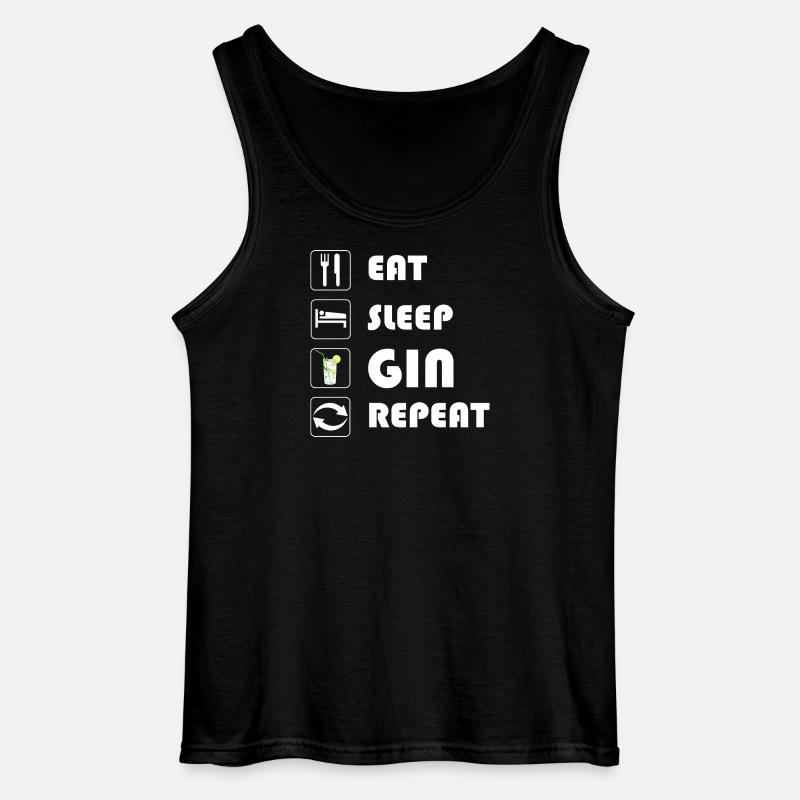 Gin Statement EAT SLEEP GIN REPEAT - Gildan Männer Tank Top - Schwarz