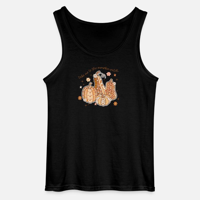 Patchwork Pumpkin Patch - Gildan Men’s Tank Top - black