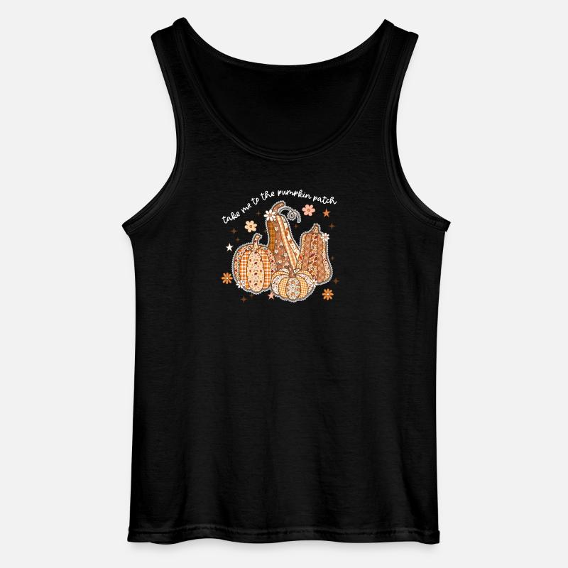 Patchwork Kürbisse Herbstmotiv - Gildan Männer Tank Top - Schwarz