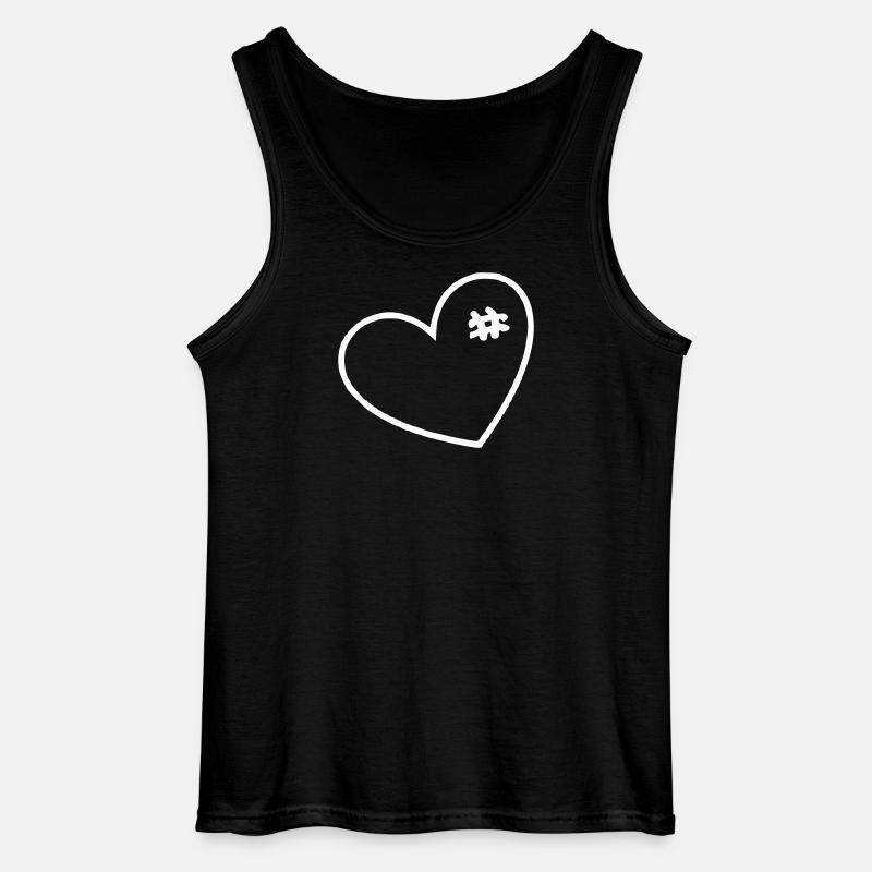 Coeur blanc avec points de suture - Débardeur Gildan Homme - noir