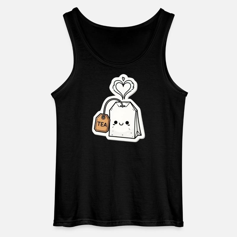 Kawaii Teebeutel mit Herzdampf - Gildan Männer Tank Top - Schwarz