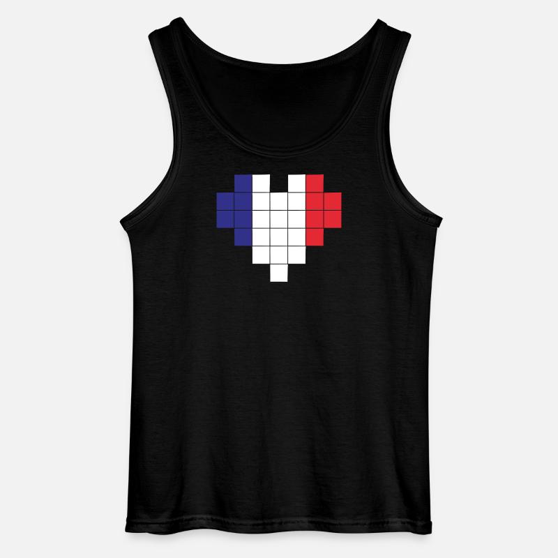 Pixel Herz Frankreich Flagge - Gildan Männer Tank Top - Schwarz