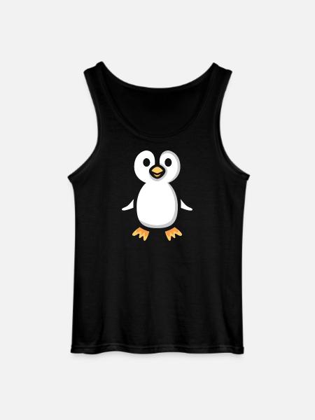 Cute Cartoon Penguin Illustration - Gildan Men’s Tank Top - black