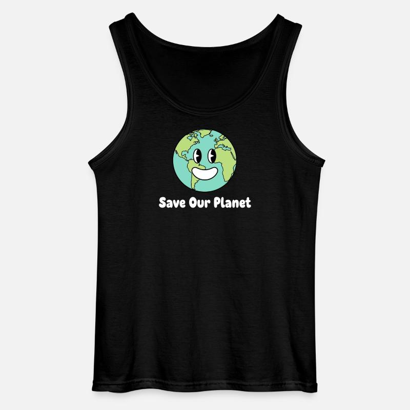 Lächelnde Erde Save Our Planet - Gildan Männer Tank Top - Schwarz