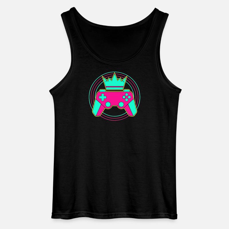 Controller Krone Neon Minimal Zocker Art - Gildan Men’s Tank Top - black