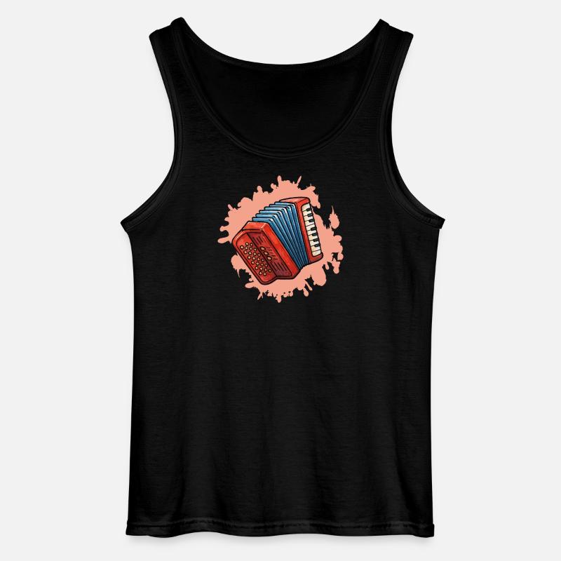 Akkordeon Illustration Blau-Rot - Gildan Männer Tank Top - Schwarz