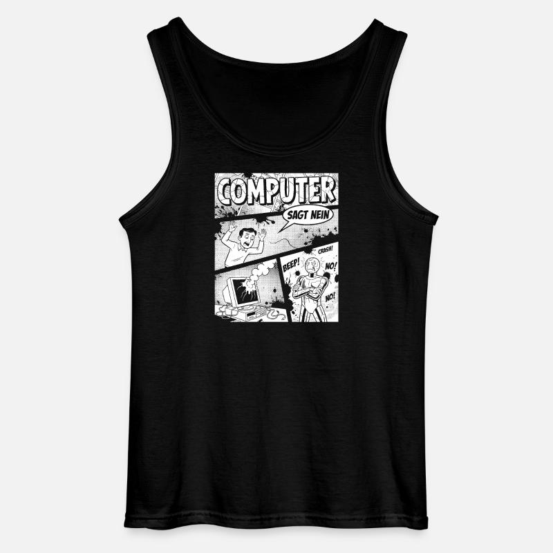 Retro Computer Comic Says No - Gildan Men’s Tank Top - black