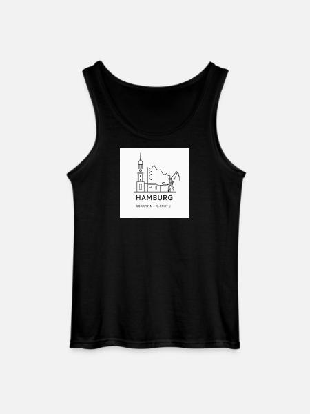 Hamburg Line Art Silhouette Landmark - Gildan Men’s Tank Top - black