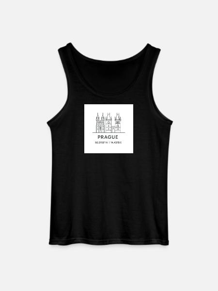 Prague Line Art Silhouette Landmark - Gildan Men’s Tank Top - black