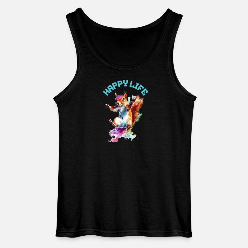 Happy Life Eichhörnchen Design - Gildan Männer Tank Top - Schwarz