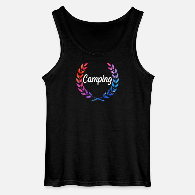 Camping Farblaurel Script - Gildan Männer Tank Top - Schwarz