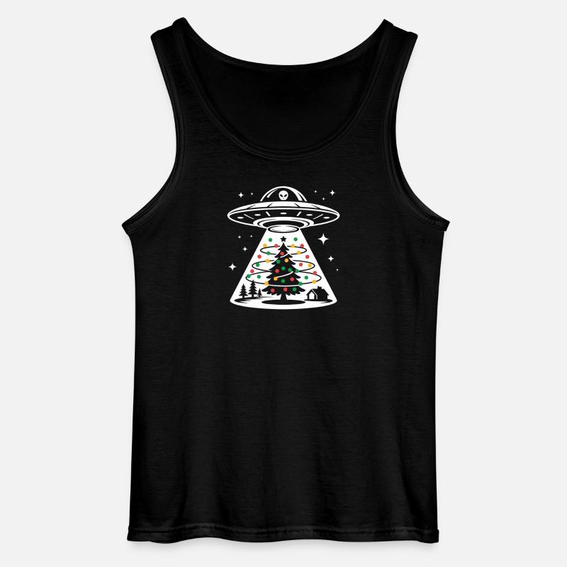 UFO Weihnachtsbaum Lichtstrahl - Gildan Männer Tank Top - Schwarz
