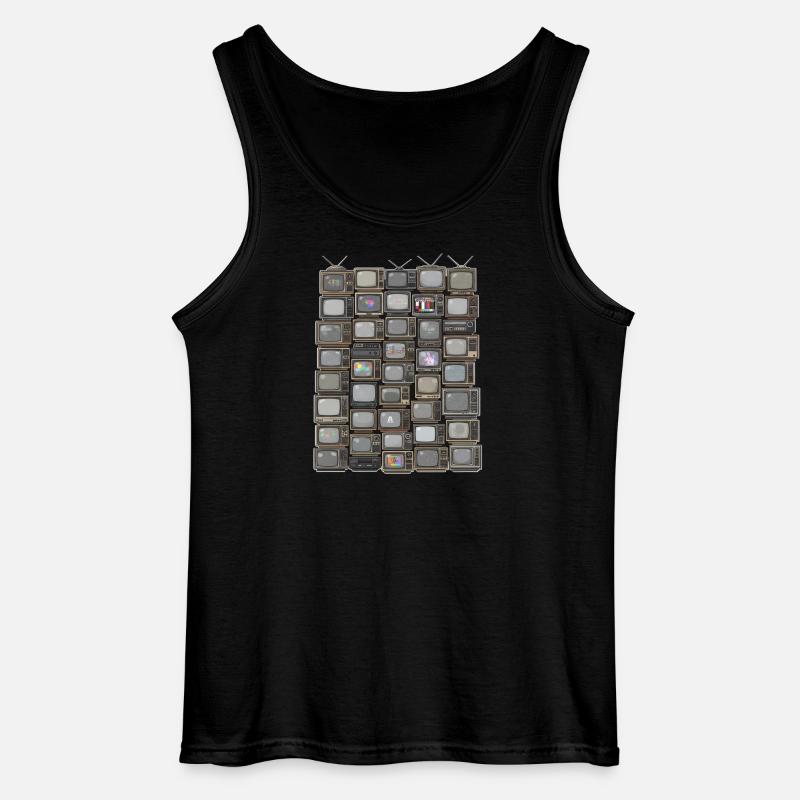 Retro TV Stack Collage - Gildan Men’s Tank Top - black