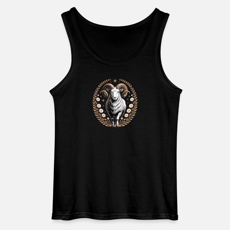 Widder Sternzeichen Mit Blüten Und Sternen - Gildan Männer Tank Top - Schwarz