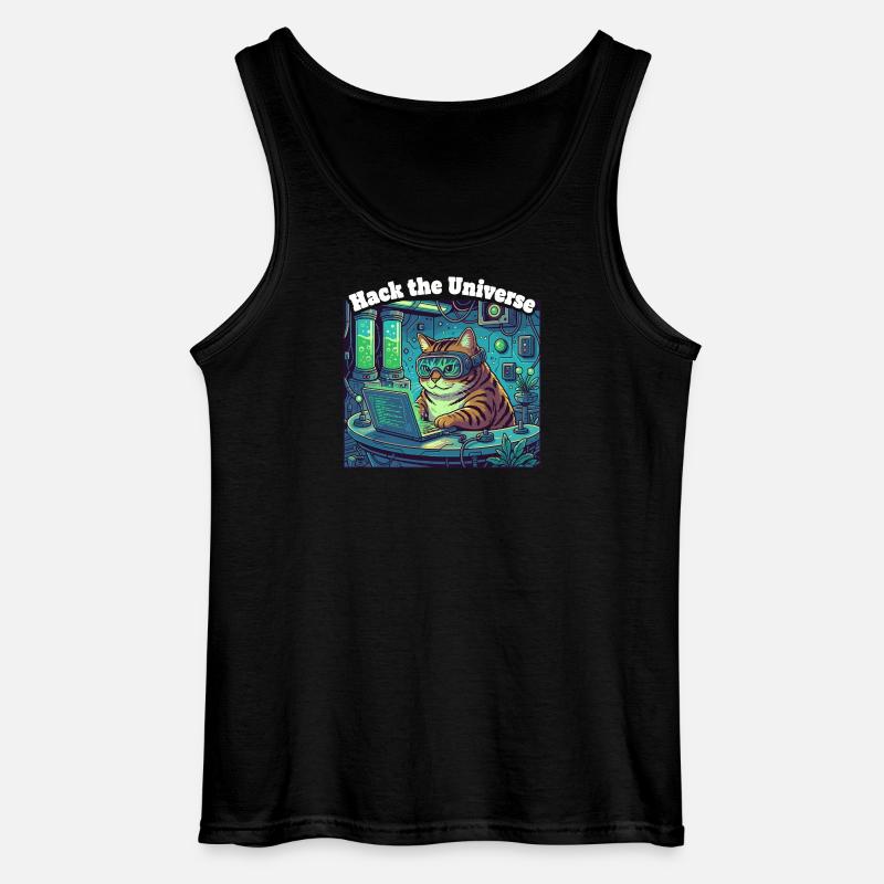 Hackerkatze im Universum - Gildan Männer Tank Top - Schwarz