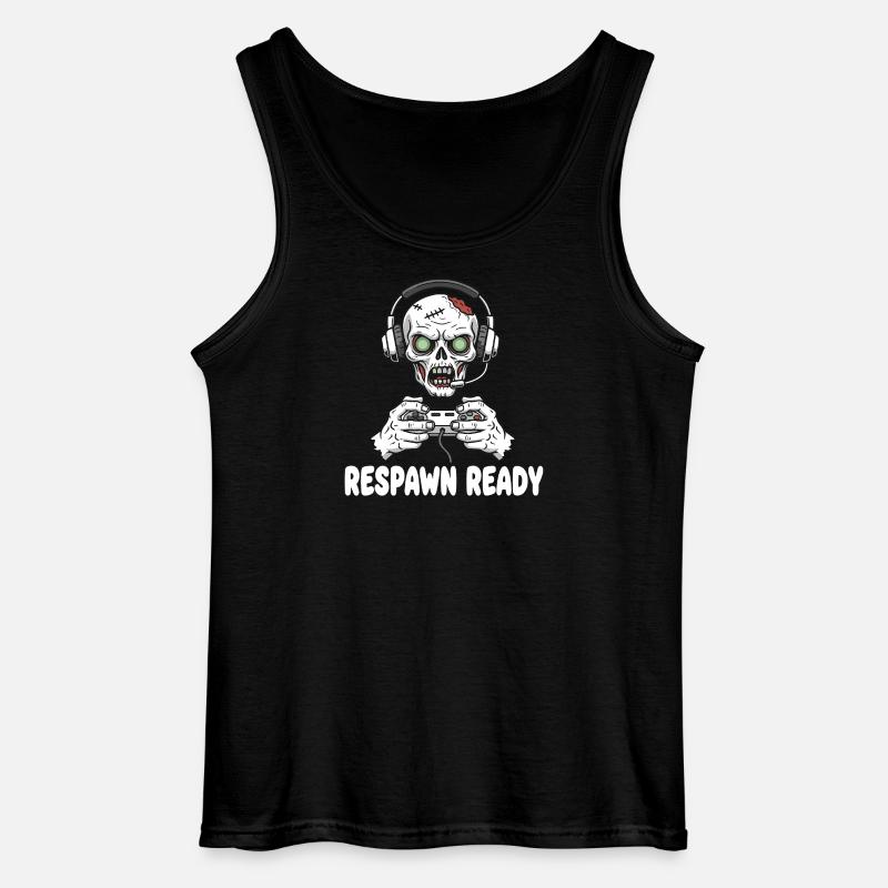 Respawn Ready Zombie Skull Gaming - Gildan Männer Tank Top - Schwarz