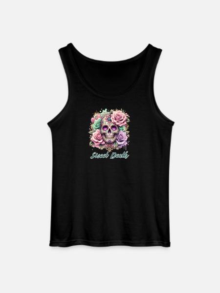 Flowers Skull Beauty Bloom - Gildan Men’s Tank Top - black