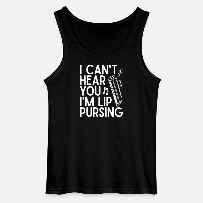Harmonica Musican Lip Pursing Harmonica - Gildan Men’s Tank Top - black