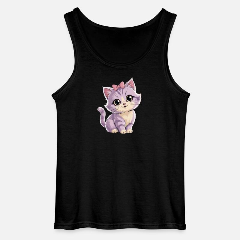 Kitten with bow - customizable - Gildan Men’s Tank Top - black