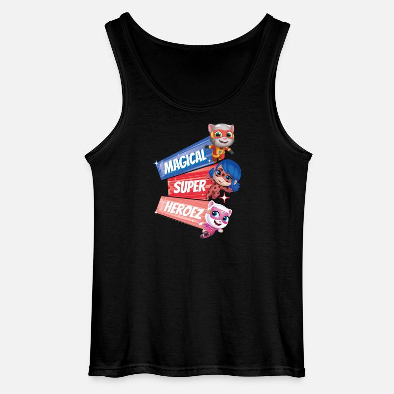 Talking Tom &amp; Friends X Mirakuløse superhelter - Gildan singlet for menn - svart