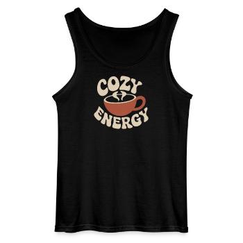 Cozy Energy – Tasse à café vintage - Débardeur Gildan Homme - noir - Devant - AI Model Male 185 dark (185cm)