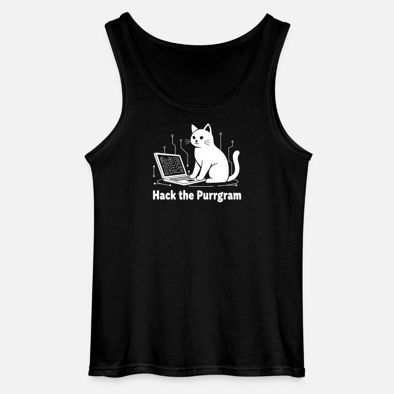 Purrrgram Hack: Katzentech Humor - Gildan Männer Tank Top - Schwarz