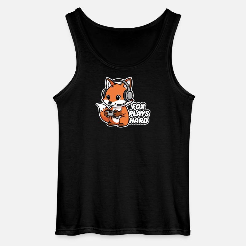 Fuchs mit Headset Spielheld - Gildan Männer Tank Top - Schwarz