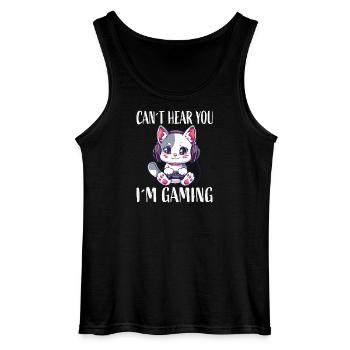 Gaming-Katze Kopfhörer - Gildan Männer Tank Top - Schwarz - Vorne - AI Model Male 185 dark (185cm)