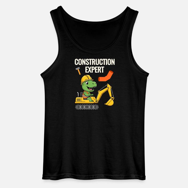 Construction worker Dino - Gildan Men’s Tank Top - black