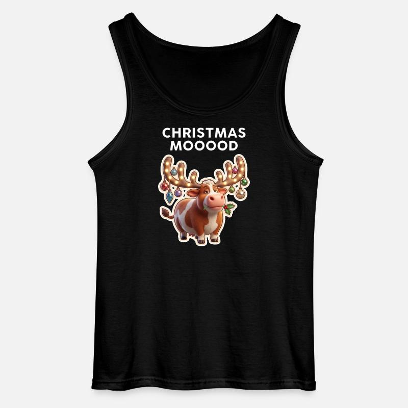 Weihnachtskuh mit Leuchtornamenten - Gildan Männer Tank Top - Schwarz