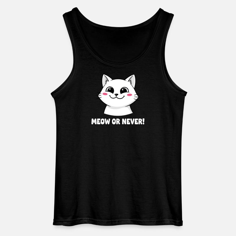 Meow or Never Katze - Gildan Männer Tank Top - Schwarz