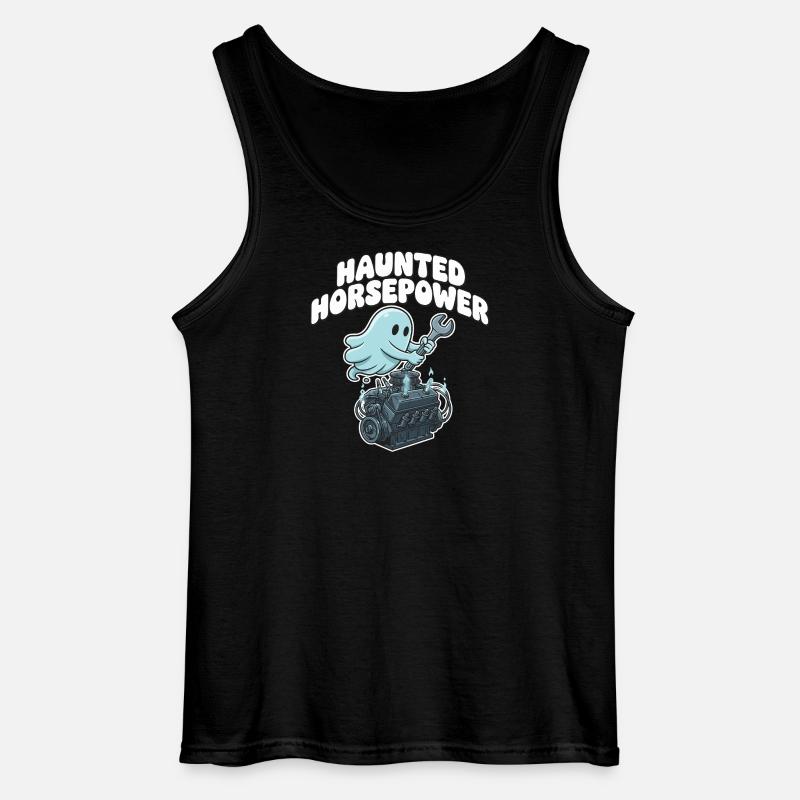 Ghost Engine Haunting Engine Cartoon - Gildan Men’s Tank Top - black