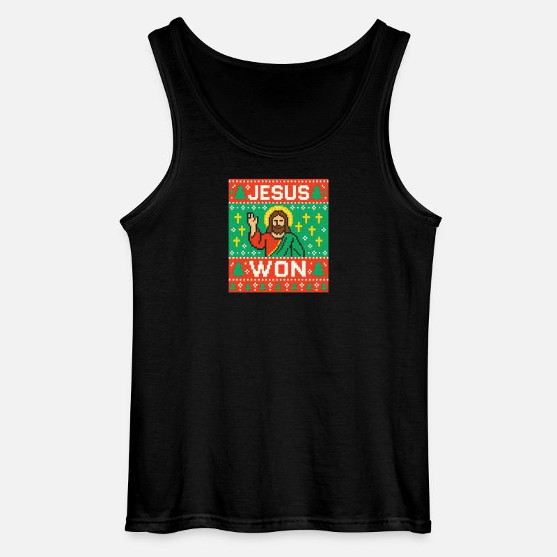 Jesus Won hässlicher Weihnachtspullover-Stil, christlich - Gildan Männer Tank Top - Schwarz