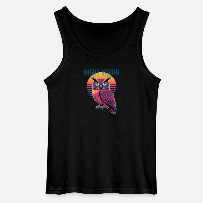 Night Vision Eule Retro Synthwave Sunset - Gildan Männer Tank Top - Schwarz