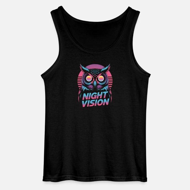 Night Vision Eule Retro Synthwave Nacht - Gildan Männer Tank Top - Schwarz
