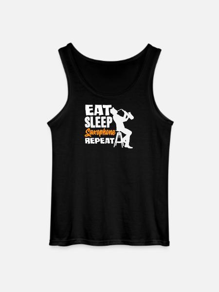 Eat Sleep Saxophone Repeat Saxophonist - Gildan Men’s Tank Top - black