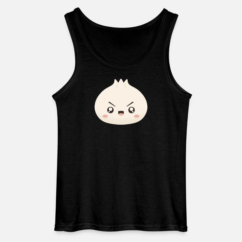 Grumpy Dumpling Cute Mascot - Gildan Men’s Tank Top - black