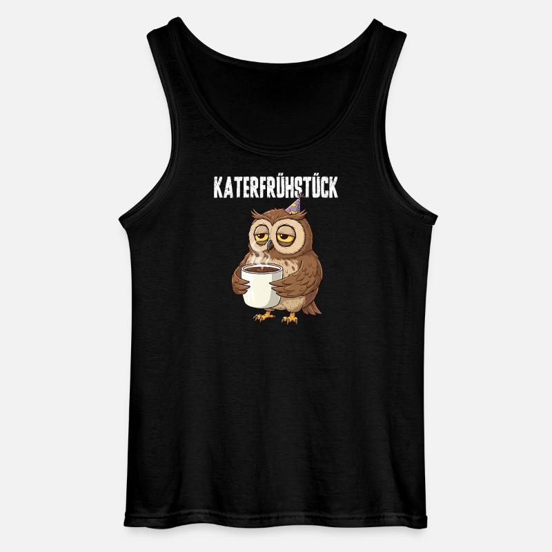 Katerfrühstück Eule mit Kaffee lustiger Hangover - Gildan Männer Tank Top - Schwarz