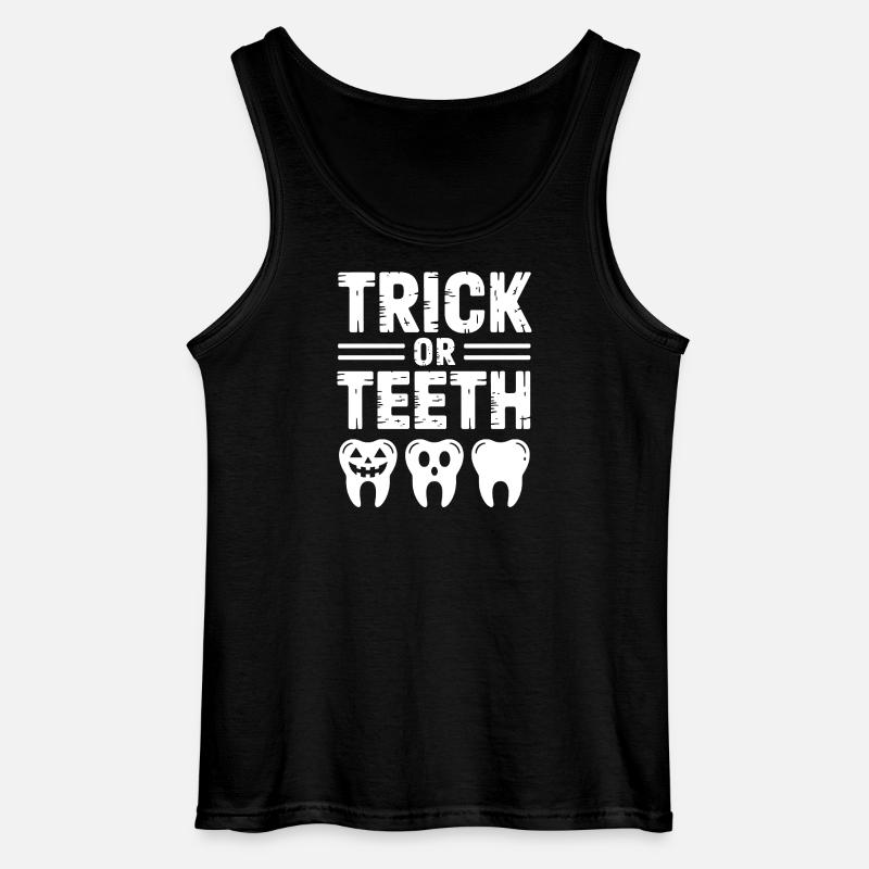 Trick oder Teeth Halloween-T-Shirt - Gildan Männer Tank Top - Schwarz