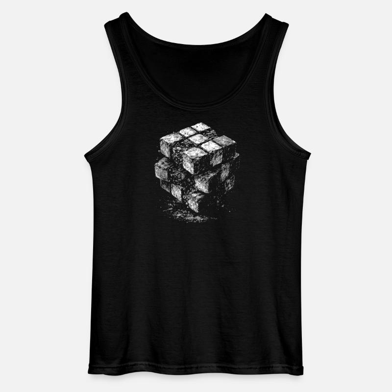 Brick Cube Geometry - Gildan Men’s Tank Top - black