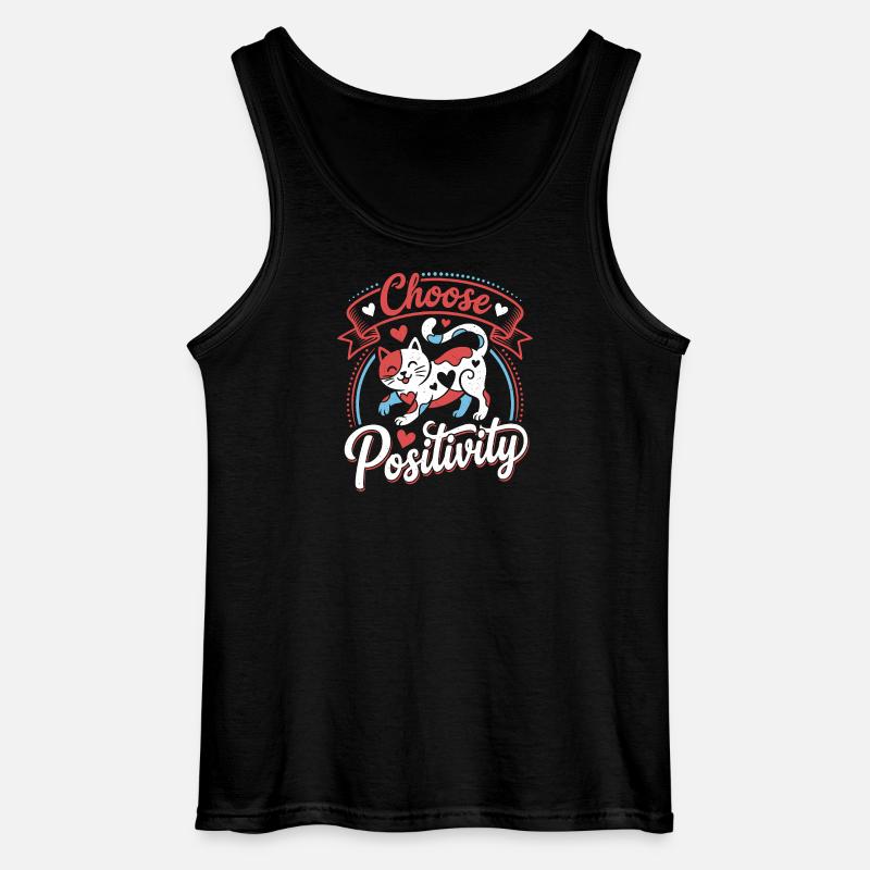 Choose Positivity Cat - Gildan Männer Tank Top - Schwarz