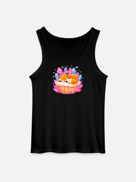 Sleeping fox in crystal cupcake - Gildan Men’s Tank Top - black