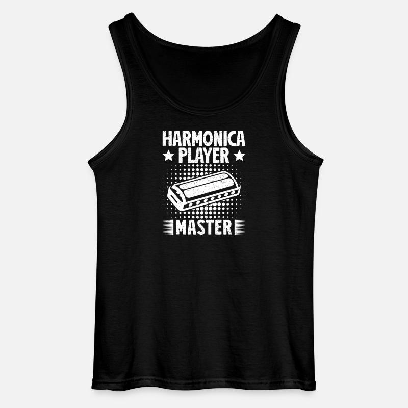 Harmonica Musican Player Master Harmonica - Gildan Men’s Tank Top - black