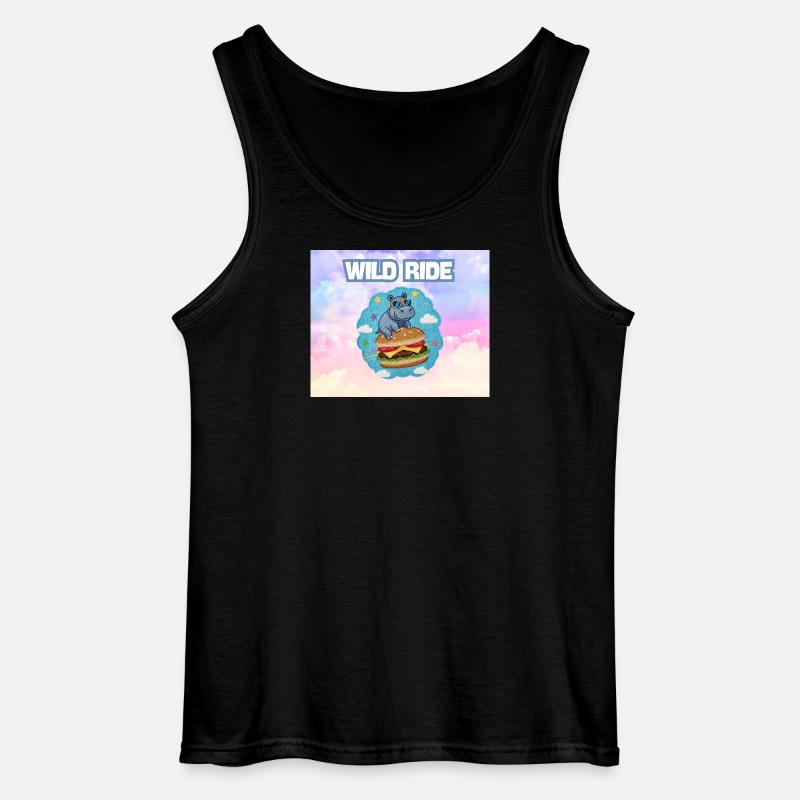 Wild Ride Hippo Burger Patch - Gildan Männer Tank Top - Schwarz