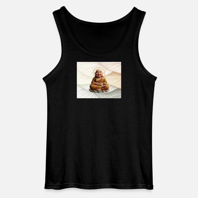 Buddha on leaf pattern - Gildan Men’s Tank Top - black