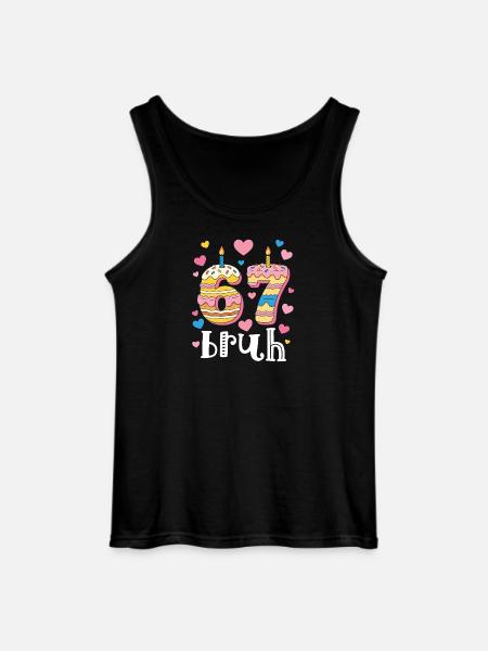 67 Birthday Donut Heart - Gildan Men’s Tank Top - black