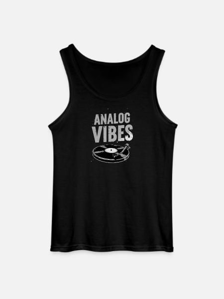 Analog Vibes – Vinyl Turntable Motif - Gildan Men’s Tank Top - black