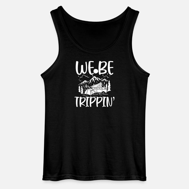 We Be Trippin: Camper Mountains - Gildan Männer Tank Top - Schwarz