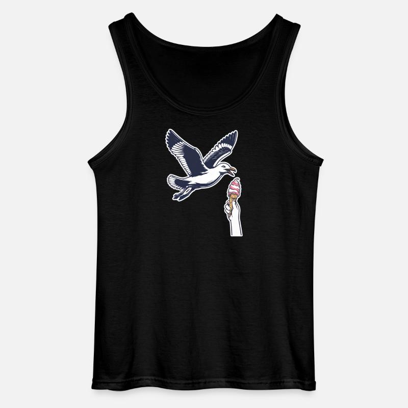 Lustige Möwe Stiehlt Eiscreme - Gildan Men’s Tank Top - black